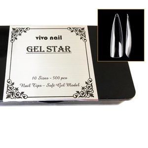VIVO 500pcs Stiletto Long Half Cover Clear Gel Artificial False Fake Nails Tips